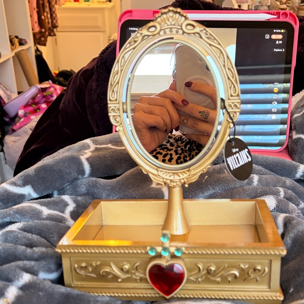 Disney Villains Evil Queen Gold Mirror with Red Heart Accent Tray